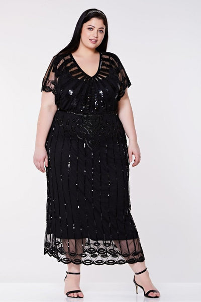Black Vintage Plus Size Maxi Dress