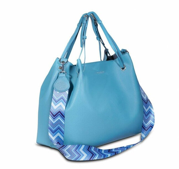 Blue Leather Tote bag