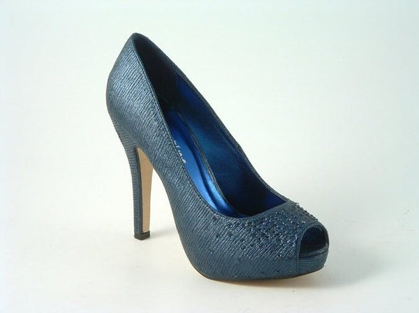Blue Sparkle Peep toe high heels