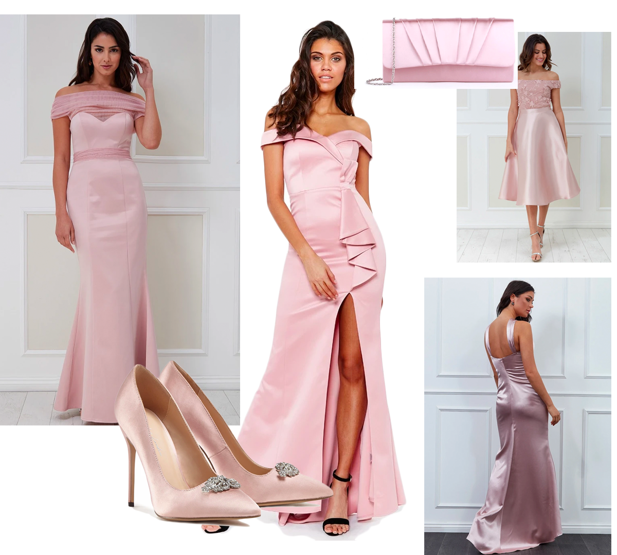 Blush satin bridesmaid dresses