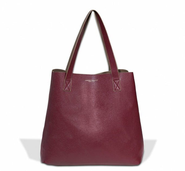 Dark Red Leather Tote