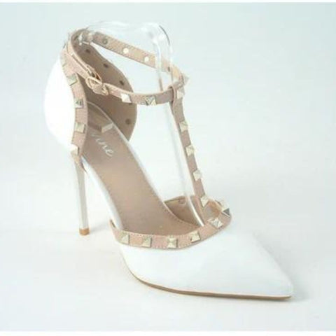 Glitz Shoes Cassidy Studded T Bar Court Shoe