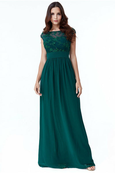 Emerald Chiffon Maxi Dress