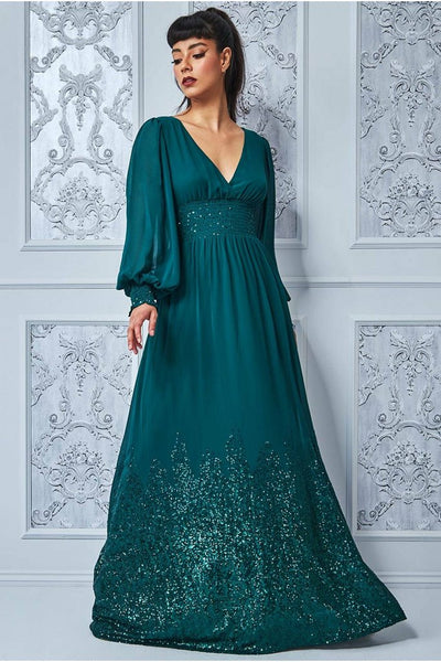 Long Sleeve Emerald Maxi Dress