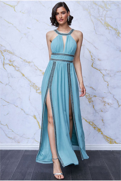 Blue Grecian Maxi Dress