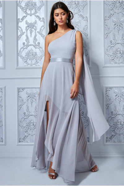 Grey One Shoulder Bridesmaid Dress
