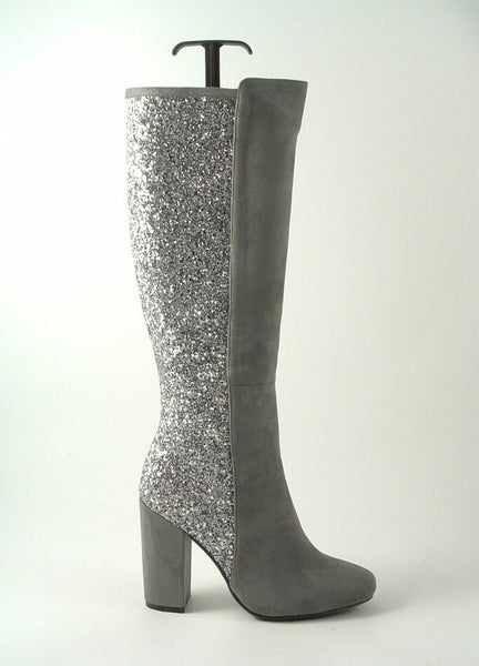 Grey Glitter High heel tall boots