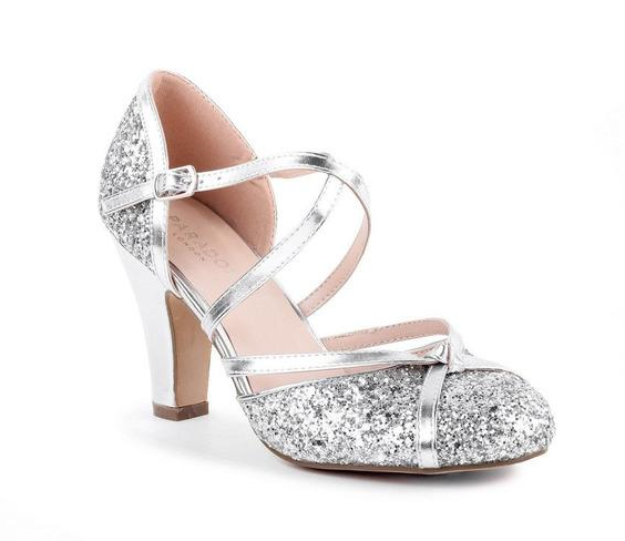 High Heel Silver Glitter Shoes