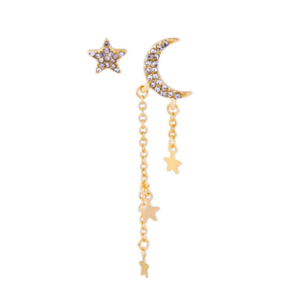 Last True Angel Crystal Star/Moon Chain Drop Earring