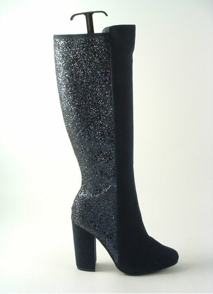 Navy high heel glitter tall boots
