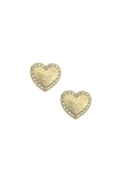 White leaf crystal heart earring in gold