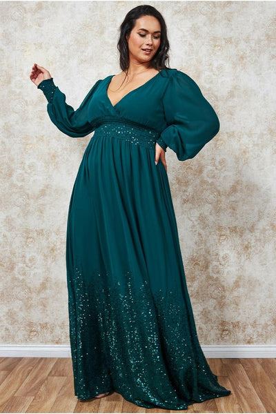 Emerald Sequin Maxi Dress