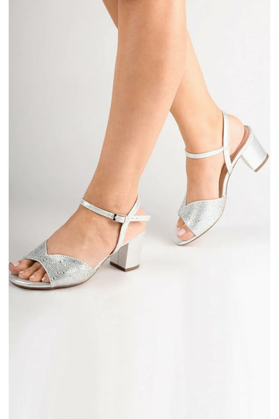 Paradox London nikita silver wide fit block heel sandals