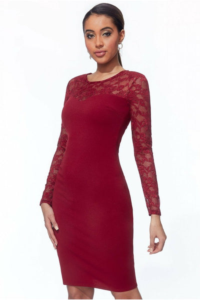 Wine Lace Midi Dress