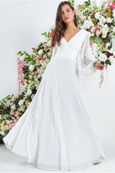 Long Sleeve White Wedding Dress
