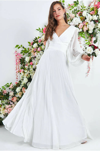 Goddiva balloon sleeve wedding dress - white