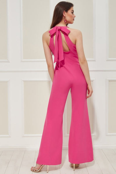 VICKY PATTISON – HALTER NECK JUMPSUIT - CERISE