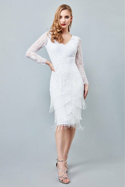 White Sequin Flapper Dress