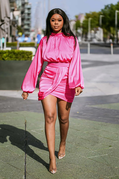 Setsofran London Pink Satin Blouson Dress