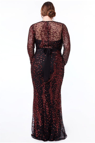 Plus Size Red Sequin Maxi Dress