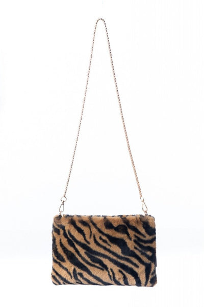 FRANCHETTI BOND FIAME ZEBRA PRINT FAUX FUR BAG