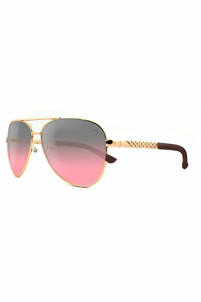 RubyRocks Metal 'Dominica' Aviator With Embossed Temple in Gold