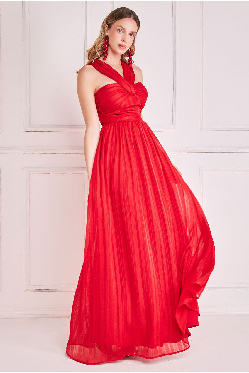 Goddiva Crossover Multiway Maxi Dress - Red