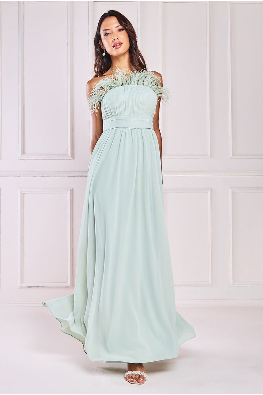 Goddiva Bridesmaids Chiffon Maxi Dress - Sage Green