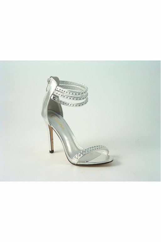Glitz Shoes Cassidy Divine Metallic Chain Barely There High Heel Sandal ...
