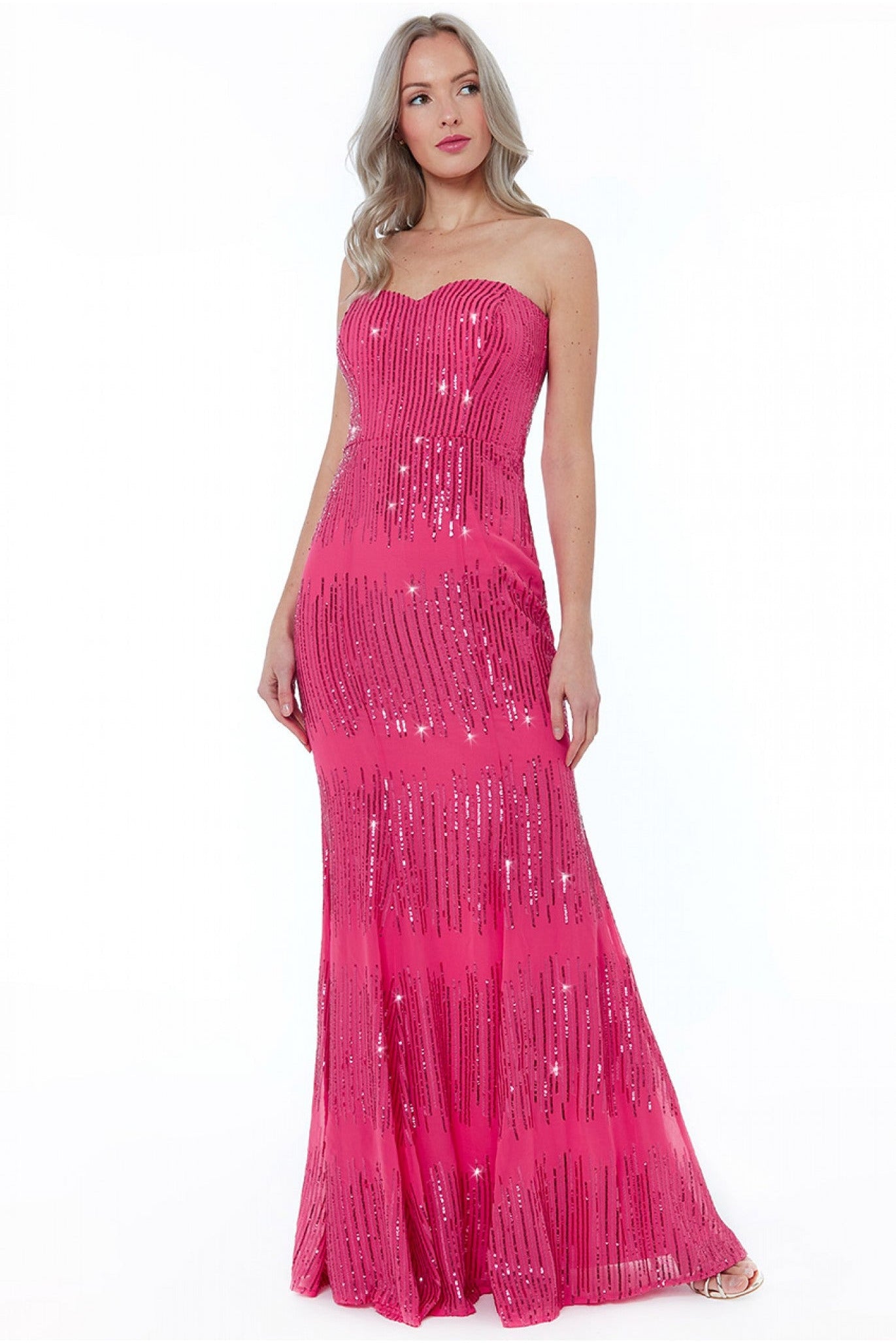 Goddiva Sequin Bandeau Maxi Dress - Cerise product