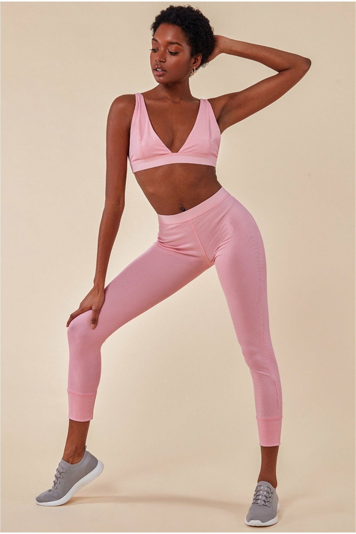 Cosmochic Bralette Legging Workout Lounge Set - Pink