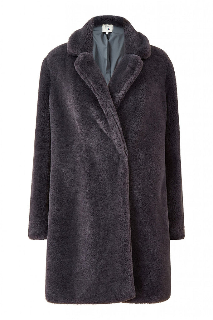 Yumi Longline Grey Faux Fur Coat – Goddiva