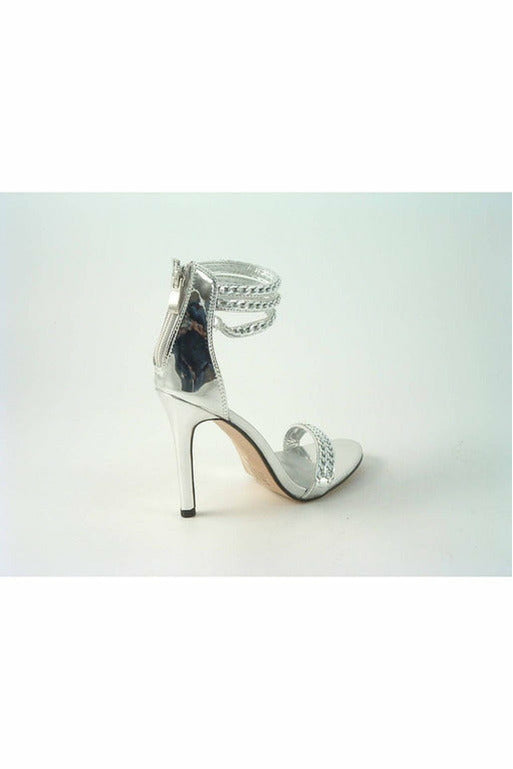 Glitz Shoes Cassidy Divine Metallic Chain Barely There High Heel Sandal ...