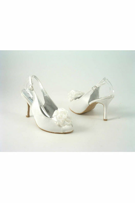 Glitz Shoes Occasions Ivory Satin Peep Toe Slingback