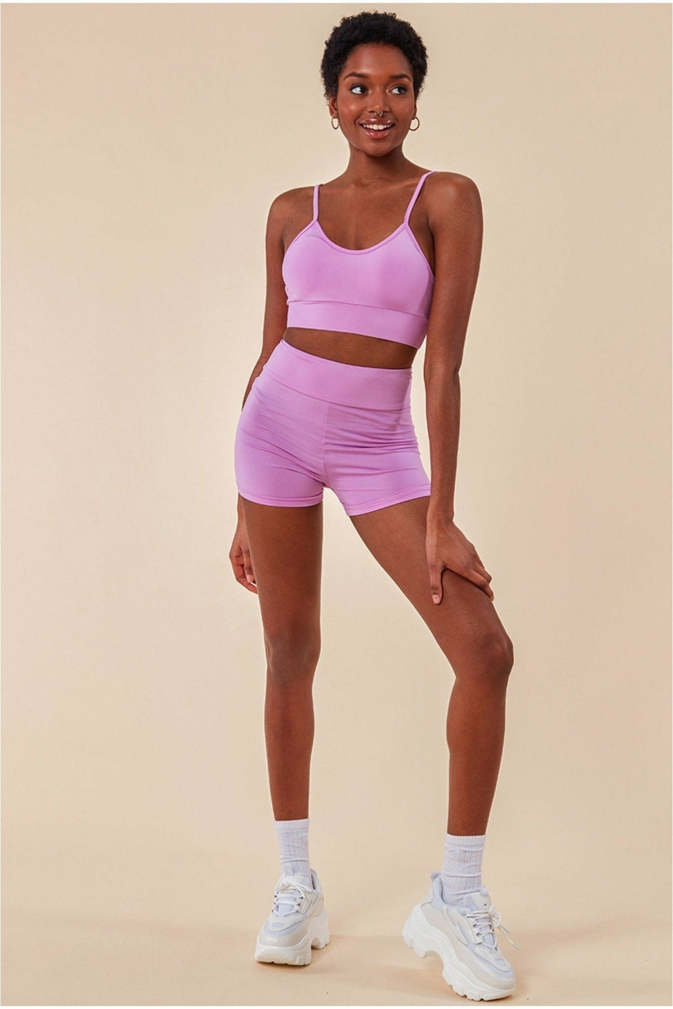 Cosmochic Cropped Bralette & Cycle Short Set - Purple