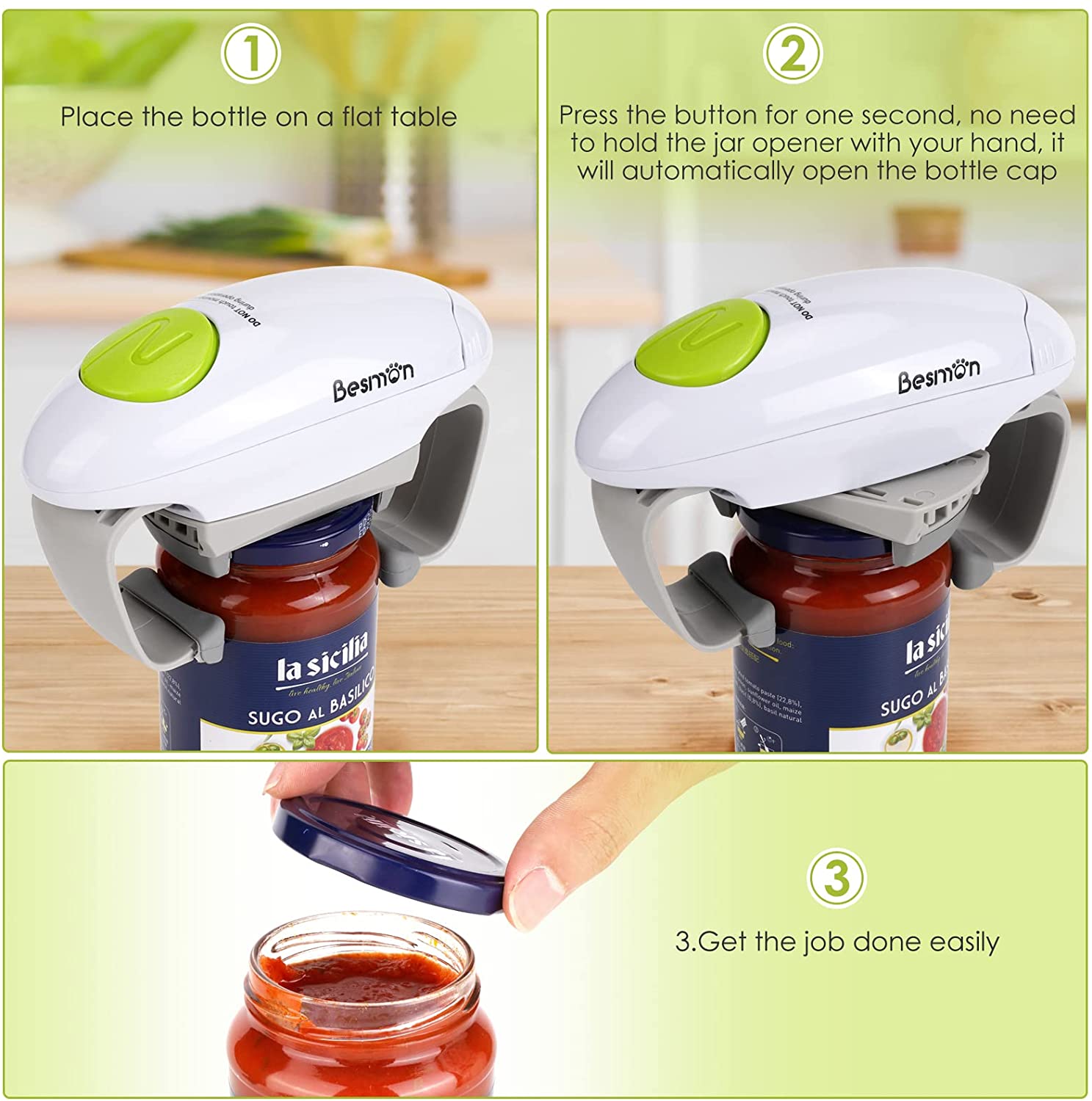Can Opener for Seniors with Arthritis - Hand Held Jar Opener for Weak Hands  - Easy Open with Silicon