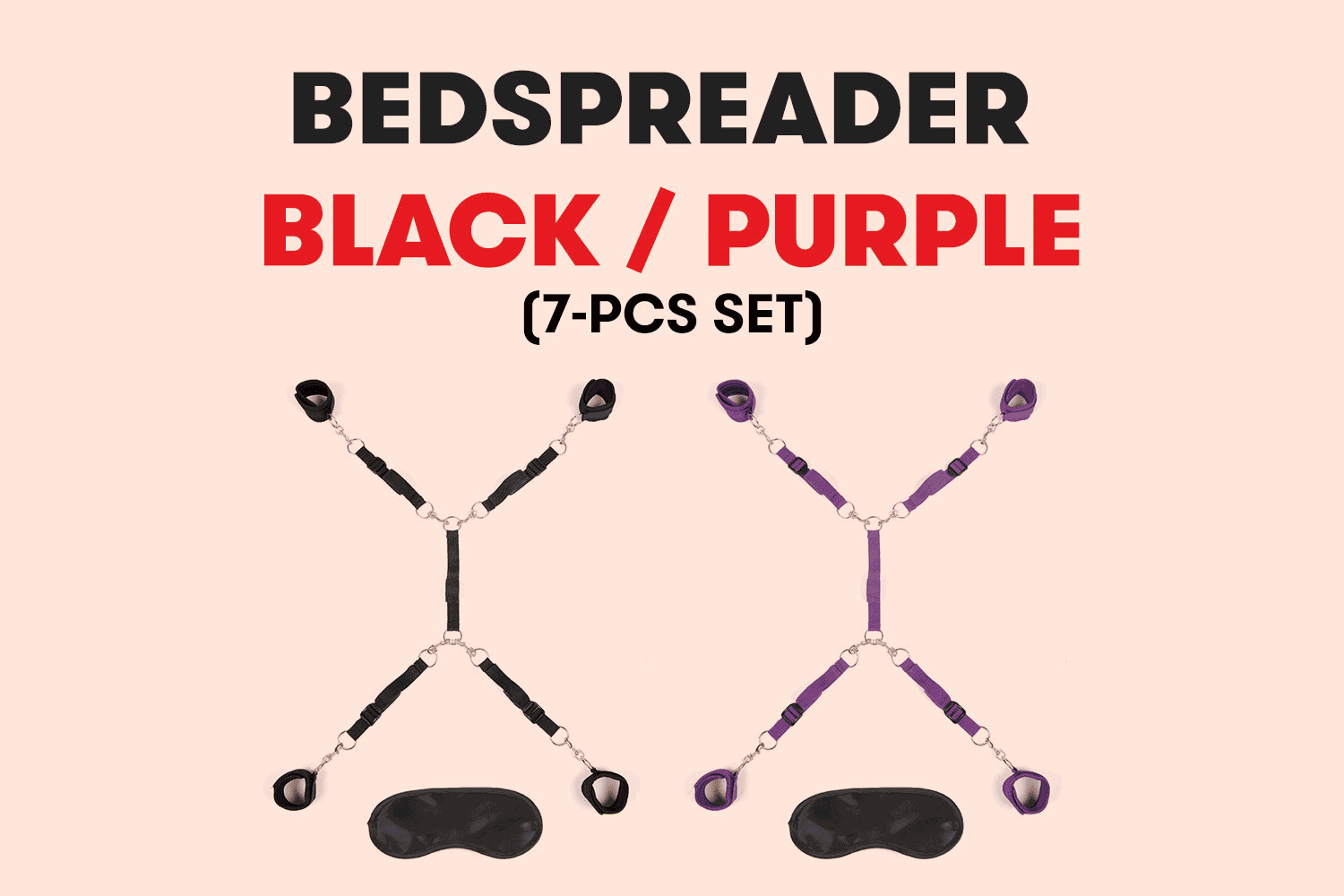Bedspreader - Under Bed Restraint Black and Purple (7-pcs Set)