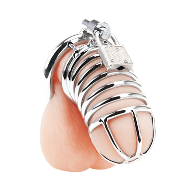 Blue Line Prisoner Cock Cage in Silver