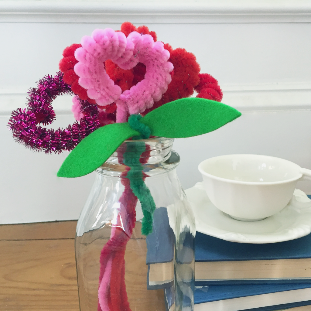 Valentine's Day Toddler Craft: Pipe Cleaner Heart Flowers Materials