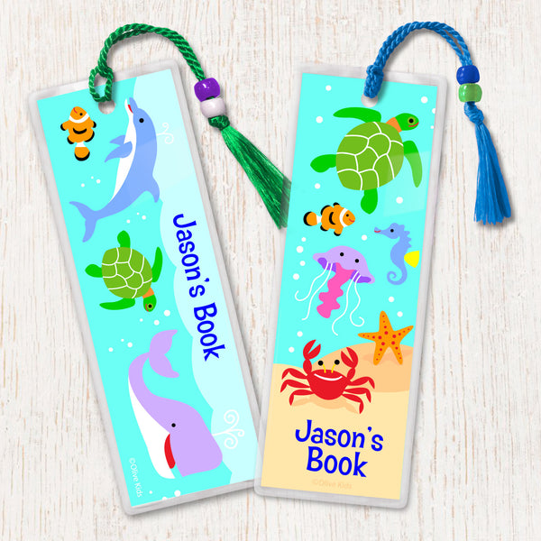 ocean personalized kids bookmark set art appeel