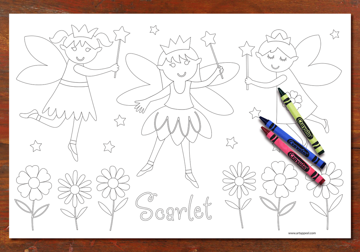 Download Personalized Coloring Placemat Pages Girls Set - Art Appeel
