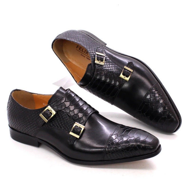 Men's Buckled Python Pattern Dress Shoes - Ideal Place Market