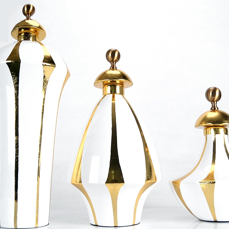 Organic Gold Channeled Small Mouth Vases - Ideal Place Market