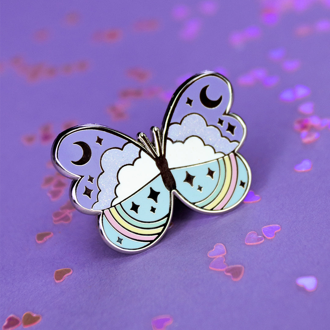 Pink and Purple Butterfly Pin, Novelty Pins, Unique Pins