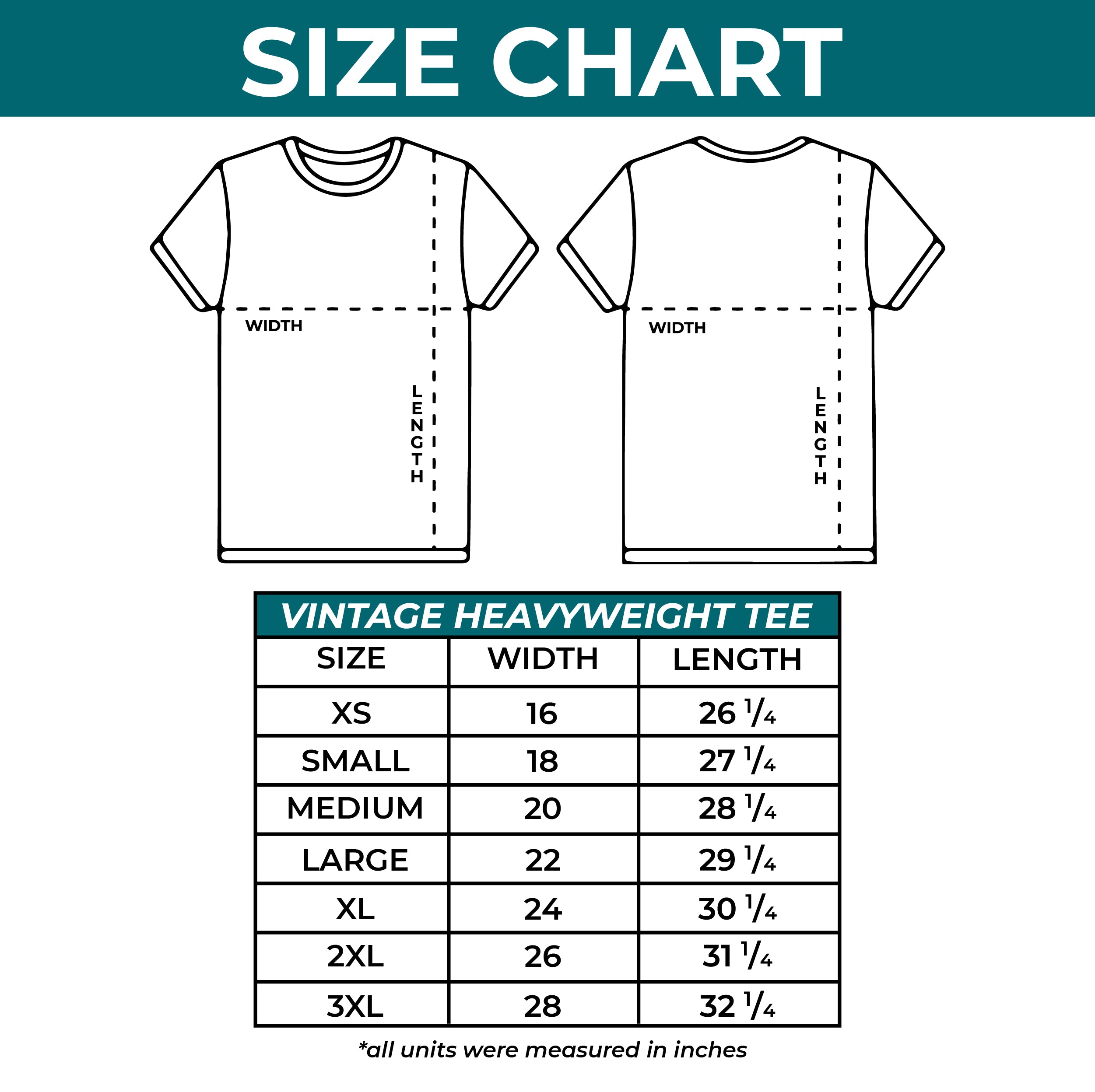 Vintage Heavyweight Tee Size Guide