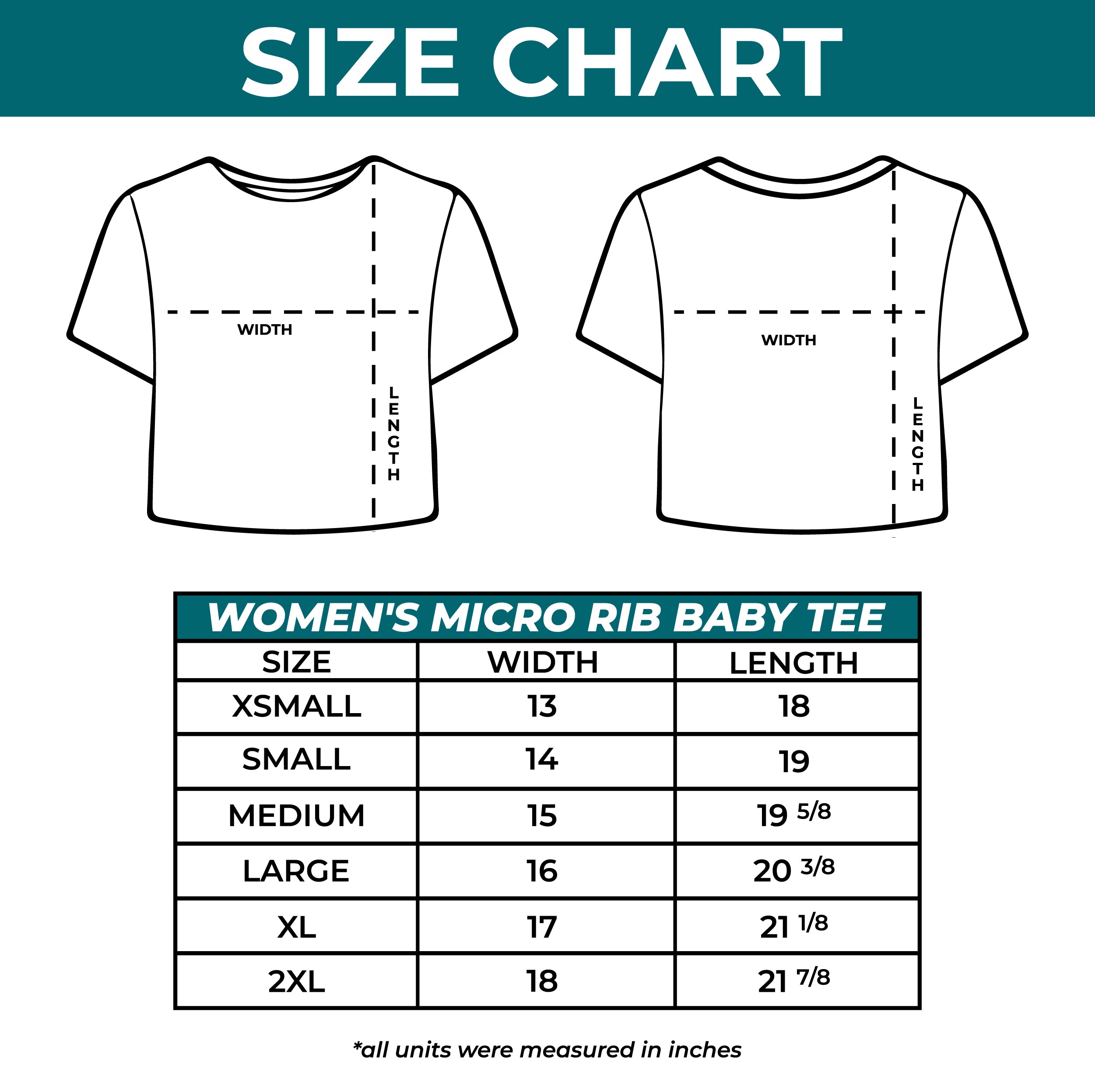 Womens Micro Rib Baby Tee Size Guide