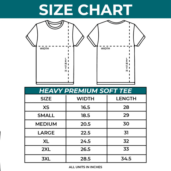 heavy premium soft tee size guide