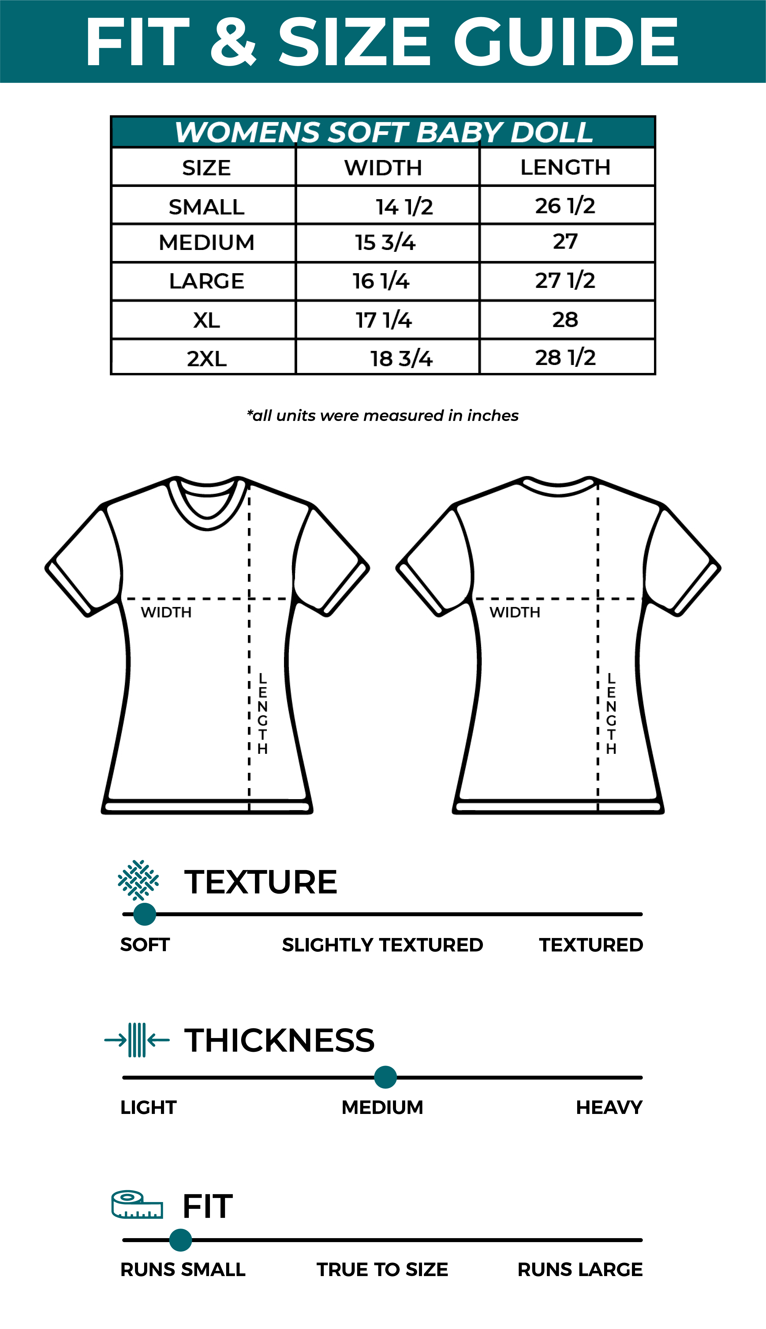 Womens Soft Babydoll Size Guide