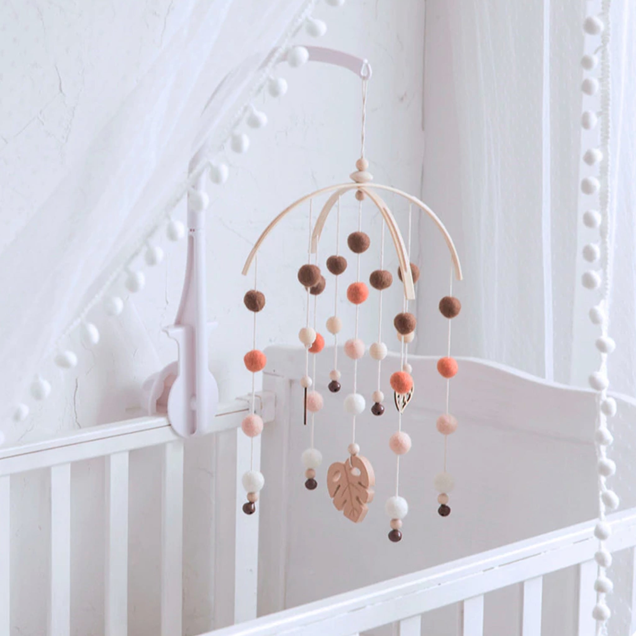 Mobile pour bébé - Cloche de lit en bois - Carillon éolien - Éléphant -  Fait à la main - Décoration de chambre d'enfant - Cadeau pour bébé fille ou
