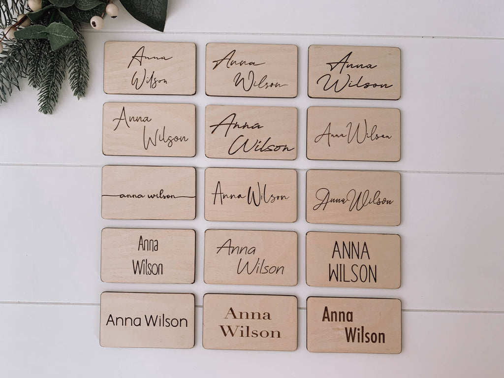 Wooden engraved wedding place card favour NZ